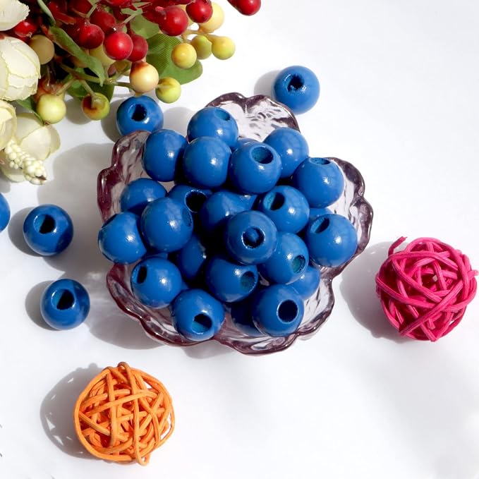240Pcs 16mm Navy Blue Wood Beads - Image 7