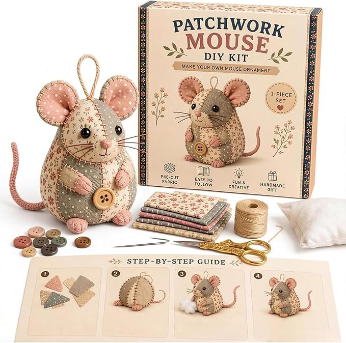 Patchwork Mouse DIY Kit, Handmade Sewing Craft Kit by Unknown