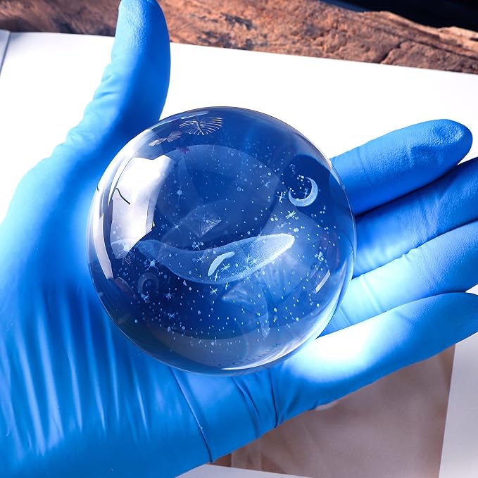 3D Engraved Whale K9 Crystal Ball - Image 5