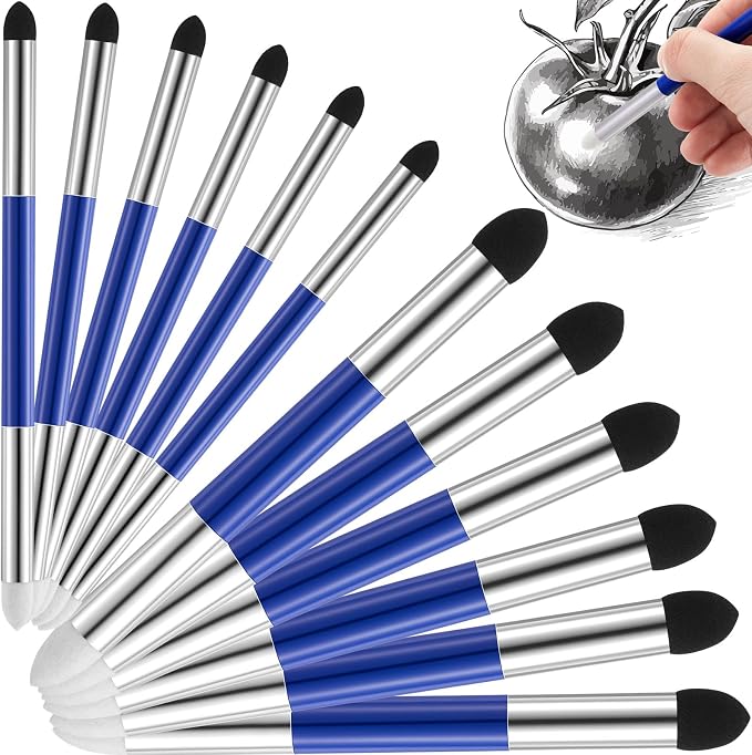 Kosiz 12 Pcs Blending Sponge Pen Double Headed Rub and Buff Washable Sketch by Kosiz