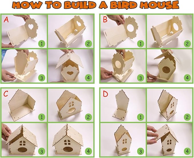 hapray 4 Pack Bird House Crafts - Image 4