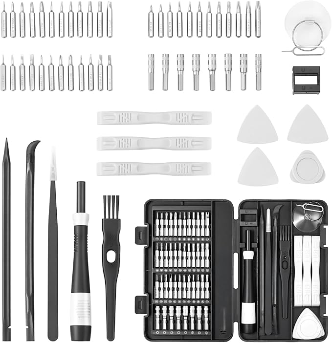 VEVOR Screwdriver Set, 59-Piece Small Precision Screwdriver Set with Phillips, Flat Head, Torx, Pentalobe Bits, Tweezer for Men, Mini Cleaning Repair Tool Kit for iPhone, MacBook, Laptop, Computer