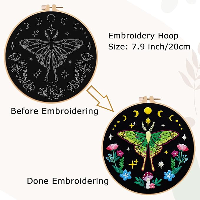 Nuberlic Moth Embroidery Kits for Beginners - Image 6