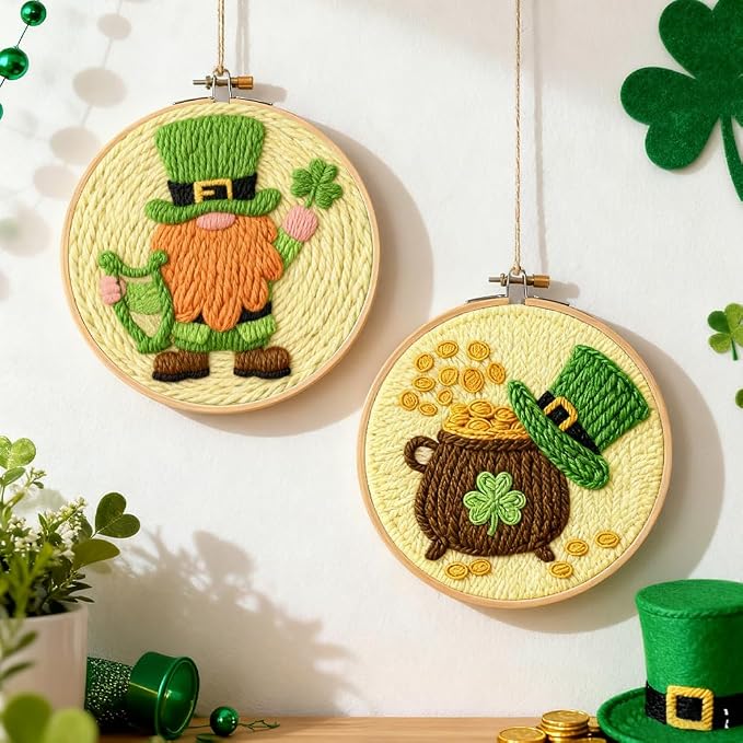 INFUNLY 2 Set St. Patrick's Punch Needle Embroidery Kits - Image 5
