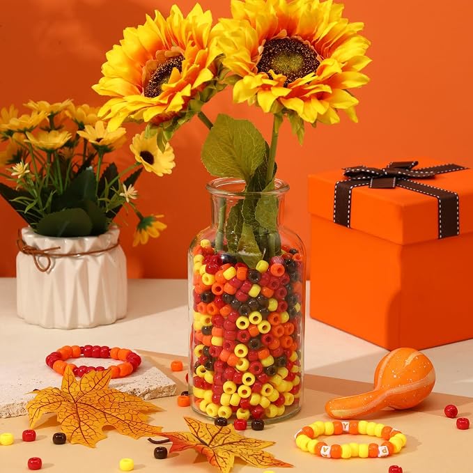 UPINS 1200pcs Fall Pony Beads Autumn Thanksgiving Colors - Image 6