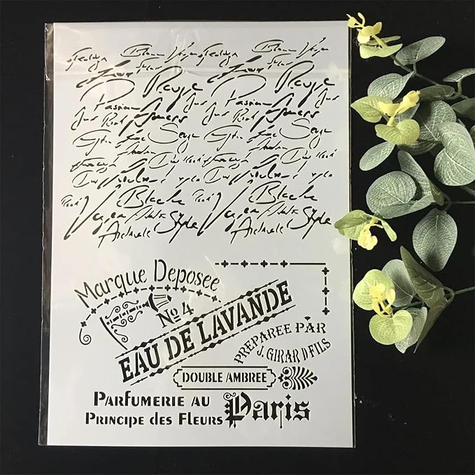 TIAMECH A4 Reusable Vintage Script French Words Stencil - Image 7