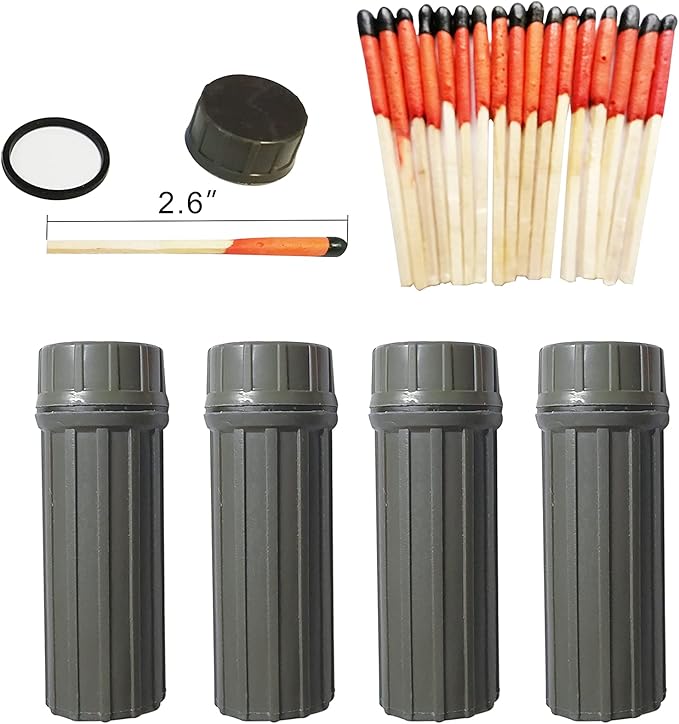 Emergency Fire Starter | Windproof & Waterproof Storm Matches with Waterproof Case & Wax Rope | Survival Gear for Camping, Hiking, Bushcraft, Bug Out Bag