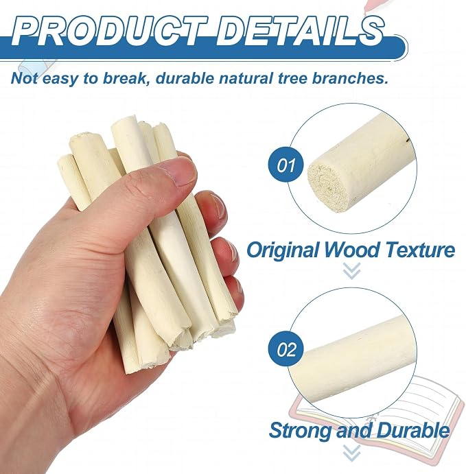 PATIKIL 25 Pcs 4inch Wood Log Sticks, 0.39-0.59inch in Diameter Natural - Image 3