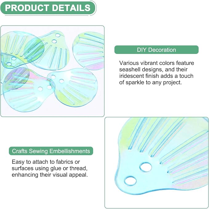 M METERXITY 600-Pack Seashell Sequins, 50g Shell Shape Loose Sequins - Image 2