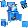 INTERGREAT Blue Tool Chest, 5-Drawer Rolling Tool Chest with Detachable Top Tool Box, Tool Chests with Universal Lockable Wheels, Metal Tool Cart for Garage, Workshop, Barbershop