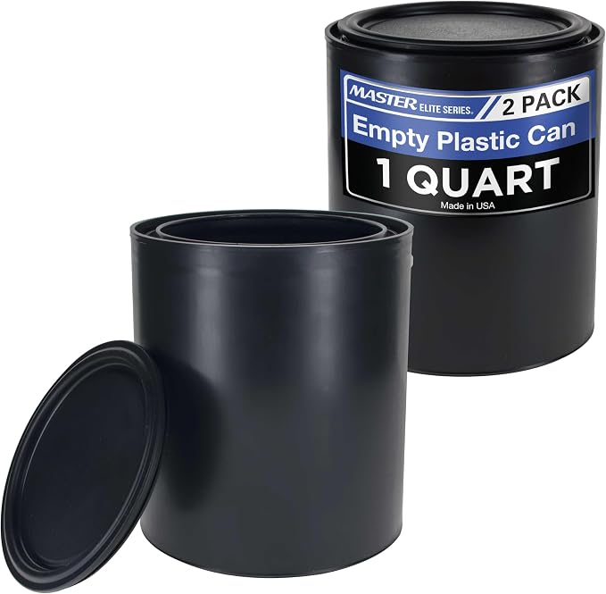 Master Elite 1 Quart Empty Plastic Paint Can Bucket, 32 fl. oz. All-Plastic by MasterAirbrush