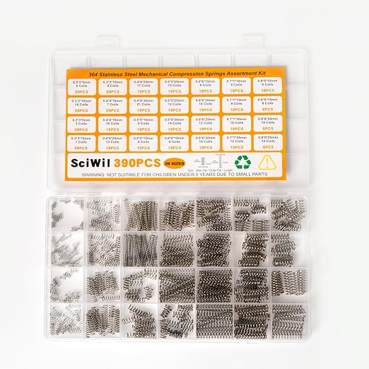 390-Piece Compression Spring Assortment Kit, 28 Sizes Small Springs Set by Unknown