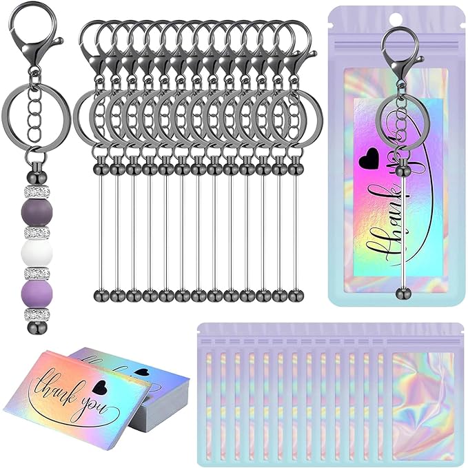 42/84/126 Pcs Beadable Keychain Bars Bulk Blank DIY Beaded Keychain Making by Unknown