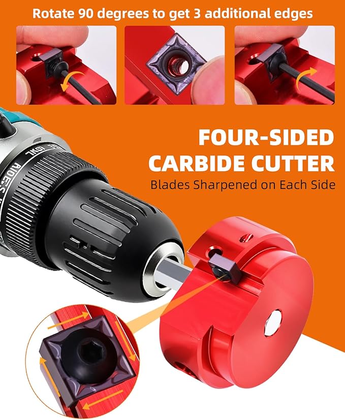 4 Pieces PVC Pipe Reamer Kit, PVC Fitsting Saver, Plastic Pipe Fitsting Reamer Socket Saver Plumbing Tool Includes 1-1/2'', 2'', 3'', 4'', for Schedule 40, Fits Standard 1/2" Drill
