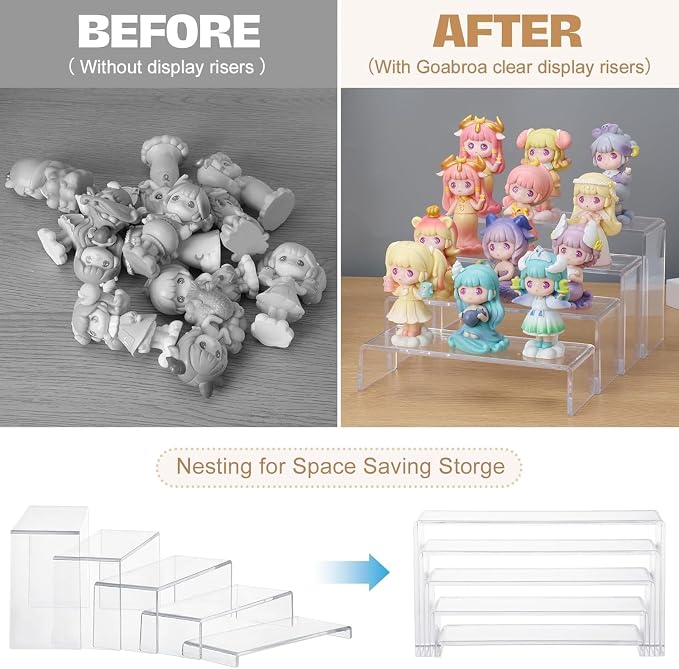Goabroa 10 Pcs 12" Large Display Risers, 2 Sets Rectangular Clear Display - Image 4