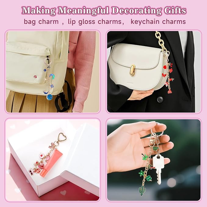 Riwiuue 352Pcs Lip Gloss Keychain Making Kit, DIY Charms Key Chain Making Kit - Image 6