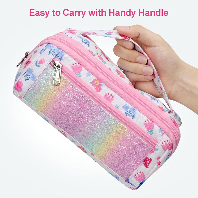 Pencil Case for Girls, Durable Kids Pencil Pouch for School, Wide Opening Soft - Image 7
