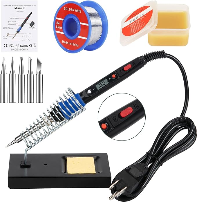 Soldering Iron Kit, 80W 110V LCD Digital Welding Tools, Portable Adjustable by Q-MINGSoldering