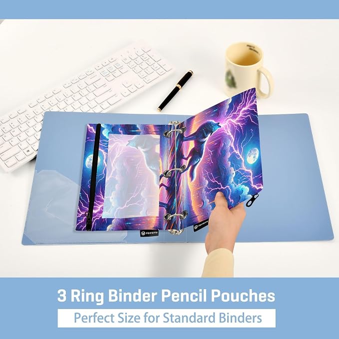 Wolf Howling in Moon Night Pencil Pouch - Image 4