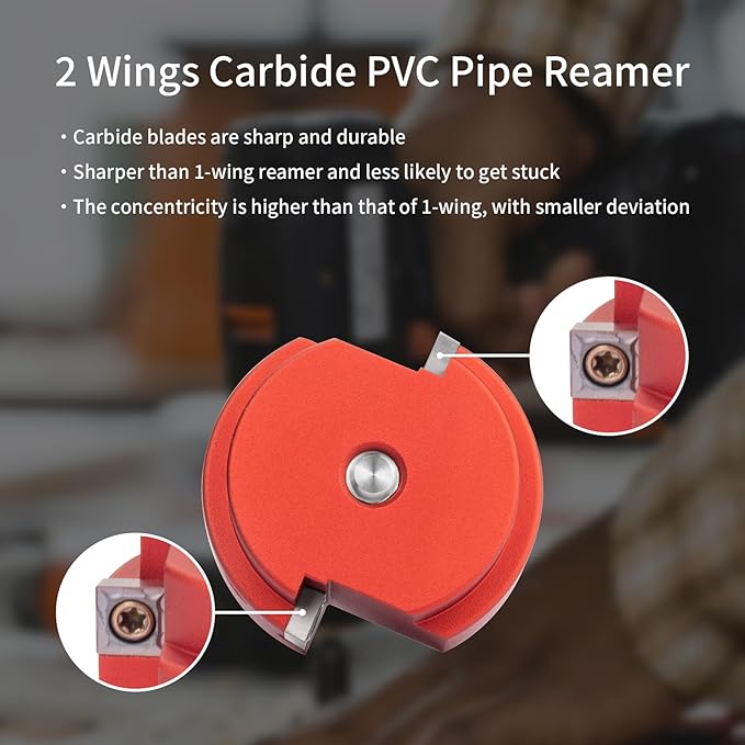 2 Wings PVC Pipe Reamer, Plastic PVC Pipe Fitting Saver Kit Fit into Standard 1/2" Drills 4inch Head Socket Saver Tool