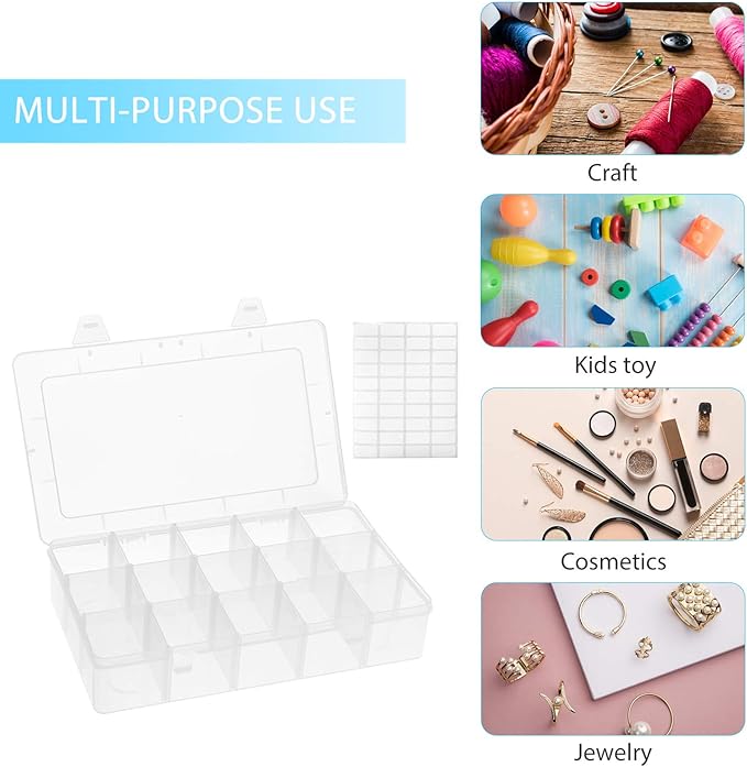 Umirokin 2 Pack 15 Grids Clear Plastic Organizer Box - Image 4