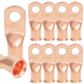 10PCS 1AWG - 5/16''Stud Heavy Duty Copper Terminals,Battery Cable Crimp Lugs,Battery Cable Ends,Bare Copper Eyelets Tubular Ring Terminals,Closed End Crimp Electric Connectors