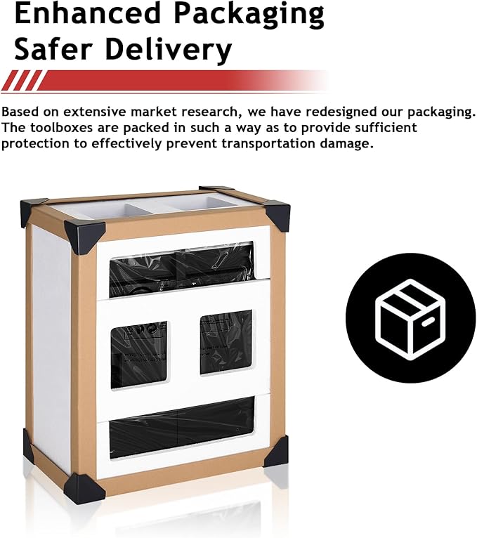 Tool Chest,5-Drawer Rolling Tool Storage Cabinet with Enhanced Packaging, Detachable Top Tool Box, Metal Tool Cart for Garage Workshop,Black, ATC001BK