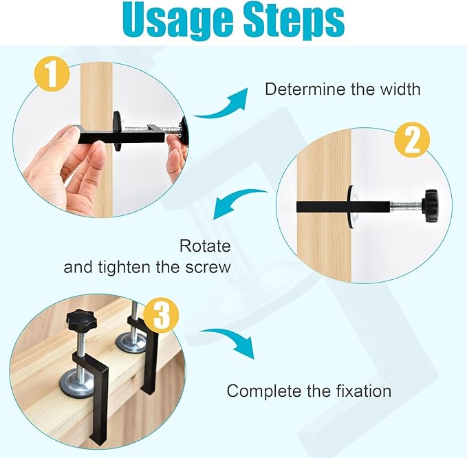 8 Pack 2 Inch C Clamp, Heavy Duty Aluminum Desk Clamp with Stable Wide Jaw, Adjustable Universal C-Clamp, Black G Clamps for Tables Desk Mount Holder