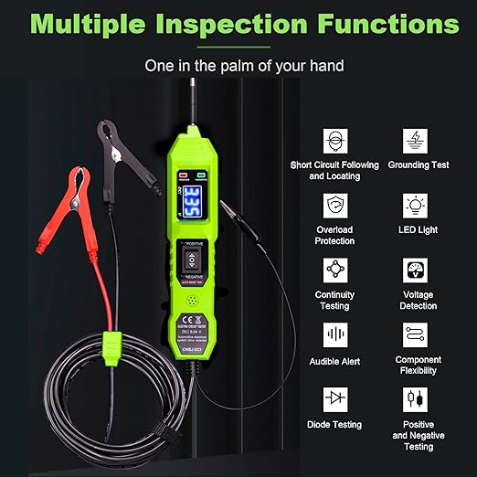 Multifunctional Car Circuit Tester,Digital Display Short Circuit Finder,6-24V AC/DC Car Power Tester, Component Activation Electrical Tester for Trailer Lights Testing/Continuity Testing