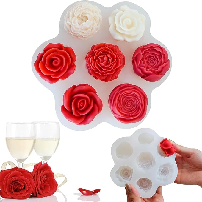 7 Cavity Flower Silicone Molds Valentine's Day Candle Mold Candle Fondant | by JDHSilicone