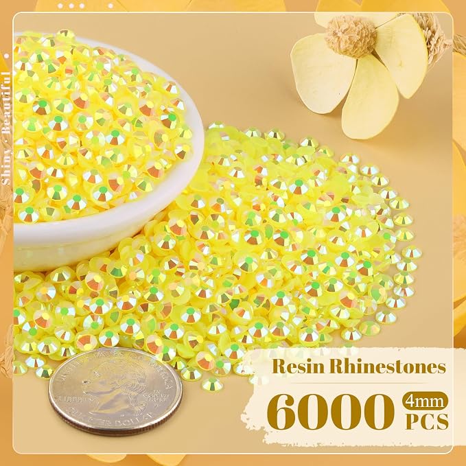 6000PCS 4mm Resin Jelly Rhinestones in Bulk, Bedazzling Flatback Crystals - Image 2