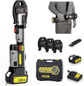 Electric Hydraulic Cable Lug Crimper Pliers, Rechargeable Crimping Tool, Straight-handled electric hydraulic pliers, Electrical Terminal Cable Wire Fiber Crimper Kit with 12 Dies, 8 AWG to 600 MCM