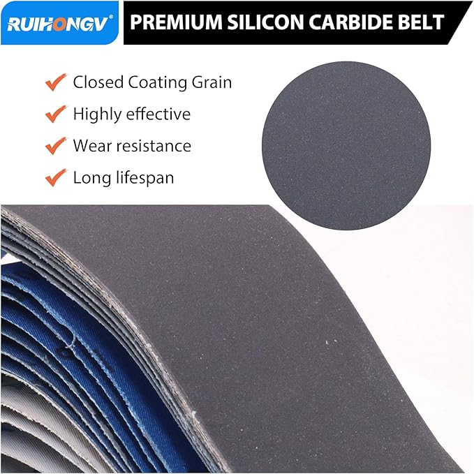 12 Pack 3 x 24 Inch Silicon Carbide Sanding Belts, 3 Each of 400 600 800 1000 Grit 3x24 Sanding Belts Medium Fine Grit Assortment, 3 x 24 Belt Sander Sanding Belts for Woodworking