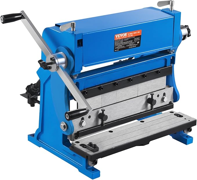VEVOR Sheet Metal Brake, 12-inch, 3-In-1 Combination Shear Brake Roll Machine, 20-Gauge Capacity Shear Press Brake with 90° Max Bending Angle, Shears and Slip Roll Machine for Shear Bending Rolling