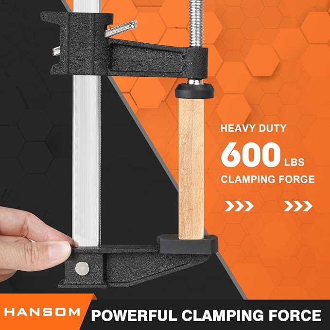 4-Pack 18 inch Long Bar Clamps, Heavy Duty, Force 600 Lbs, Adjustable and Quick Release, Woodworking Clamps, Throat Depth 2.5 inch with Plastic Handle