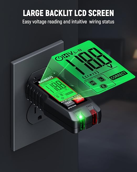KAIWEETS Electrical Test Kit, Non-Contact Voltage Tester with Signal Percentage, GFCI Outlet Tester with LCD Display, Wiring Fault Checker, Outlet Tester Kit for Electrician, DIY