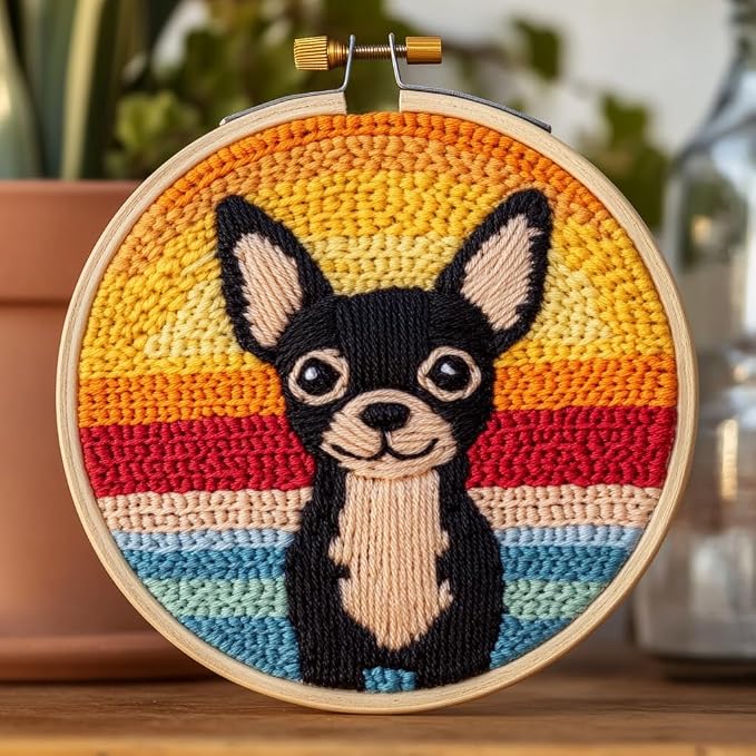DIY Punch Needle Kits Black Chihuahua by Unknown