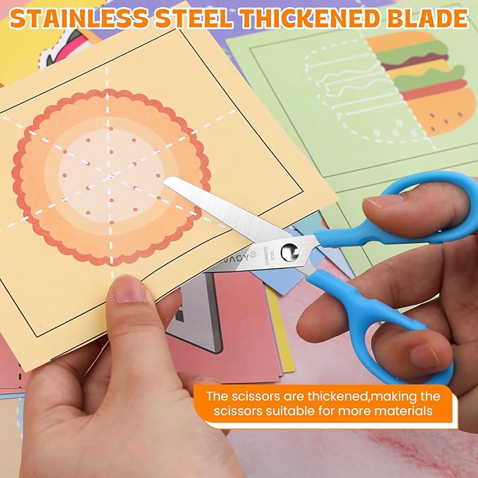 120Pack 5" Small School Student Blunt Craft Kids Scissors, Sharp Stainless Steel Blades Safety Comfort Grip Scissors for Kids Children Cutting Paper, 5Inch