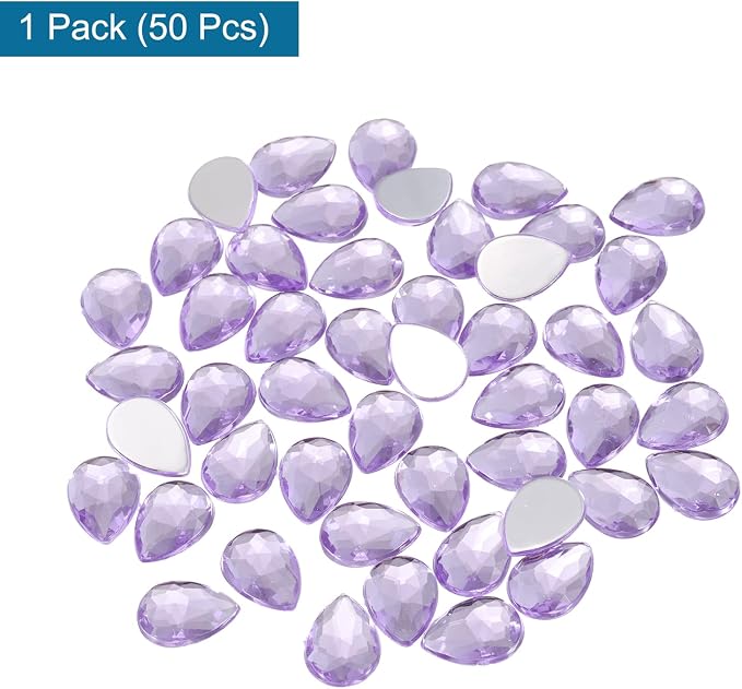 MECCANIXITY 50PCS Flat Back Acrylic Teardrop Gems 10x14mm Artificial Rhinestones - Image 3