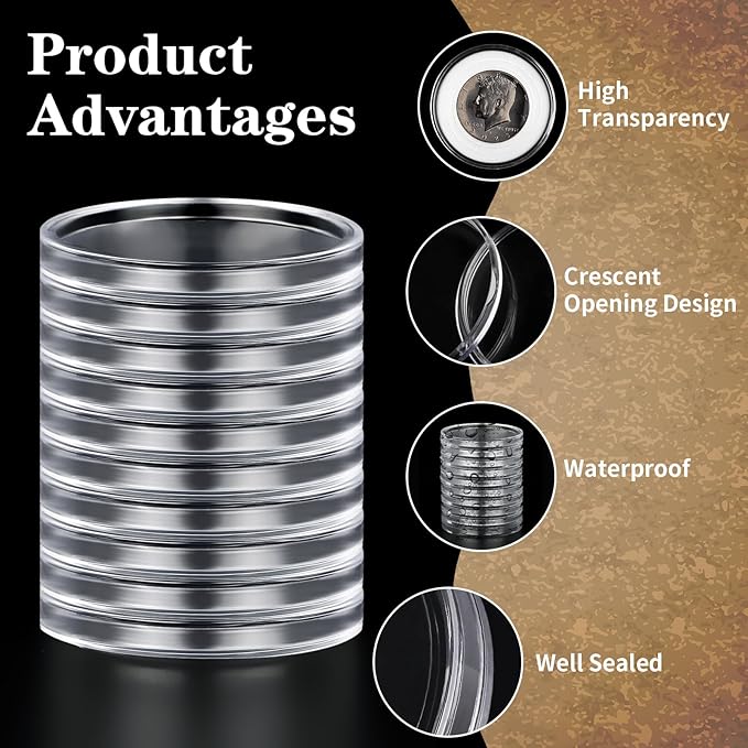 10PCS Clear Coin Capsules, Coin Holders - Image 2