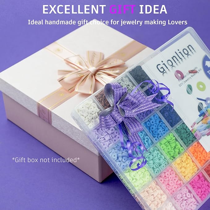 Gionlion 6000 Clay Beads Bracelet Making Kit, 24 Colors Flat Preppy Beads - Image 5