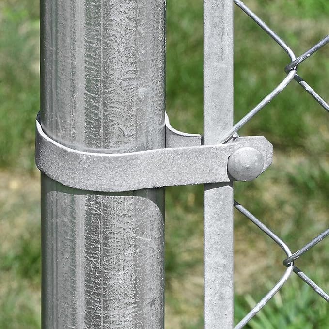 Galvanized Steel Chain Link Tension Band, Durable Steel Chain Link Fence Hardware, Rust-Resistant, Easy Install, Includes Required Bolt (3, 1-7/8")