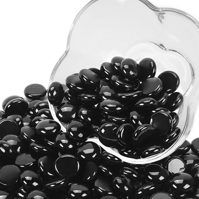 1LB Black Flat Glass Marbles for Vases, Gemstone Beads Vase Filler Decorative - Image 5