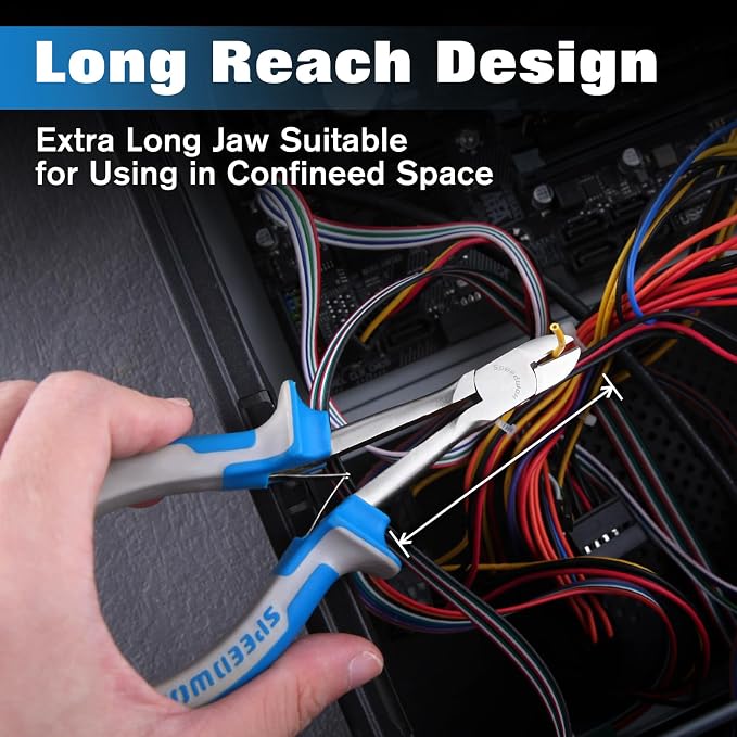 SPEEDWOX Long Reach Diagonal Pliers 6 Inches Mini Fine Wire Cutting Plier Slim - Image 3