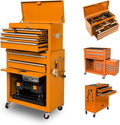 8-Drawer High Capacity Rolling Tool Chest - Big Storage Removable Tool Box w/ Lockable Drawers for Workshop & Garage (Orange)