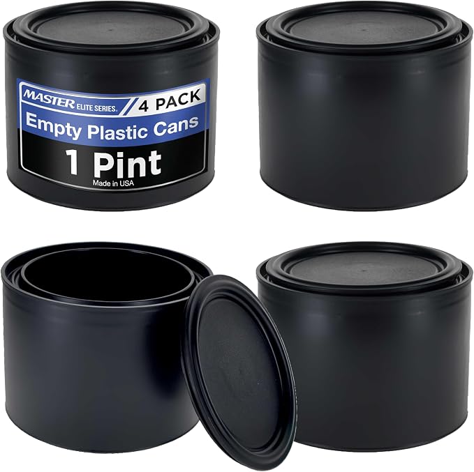 Master Elite 1 Pint Empty Plastic Paint Can Bucket, 16 fl. oz. All-Plastic by MasterAirbrush