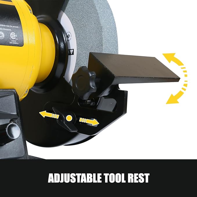Digital Display 8 Inch Variable Speed Bench Grinder, 3/4HP 5.0 Amp Power Bench Grinder with Work Light, Adjustable Tool Rest and Cast Iron Base for Knife, Chisel