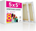 PHOENIX Small Stretched Canvas for Painting 5x5 Inch/8 Value Pack, 8 Oz Triple by PHOENIX