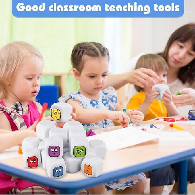 Deekin 25 Pcs Back to School 2.5 Inch White Blank Dice EVA Foam Dice Graffiti - Image 5