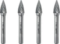 SG-3 Double Cut Tree Shape Tungsten Carbide Rotary Burr with 1/4" Shank for Die Grinder and Drill,4PCS by LU&MN